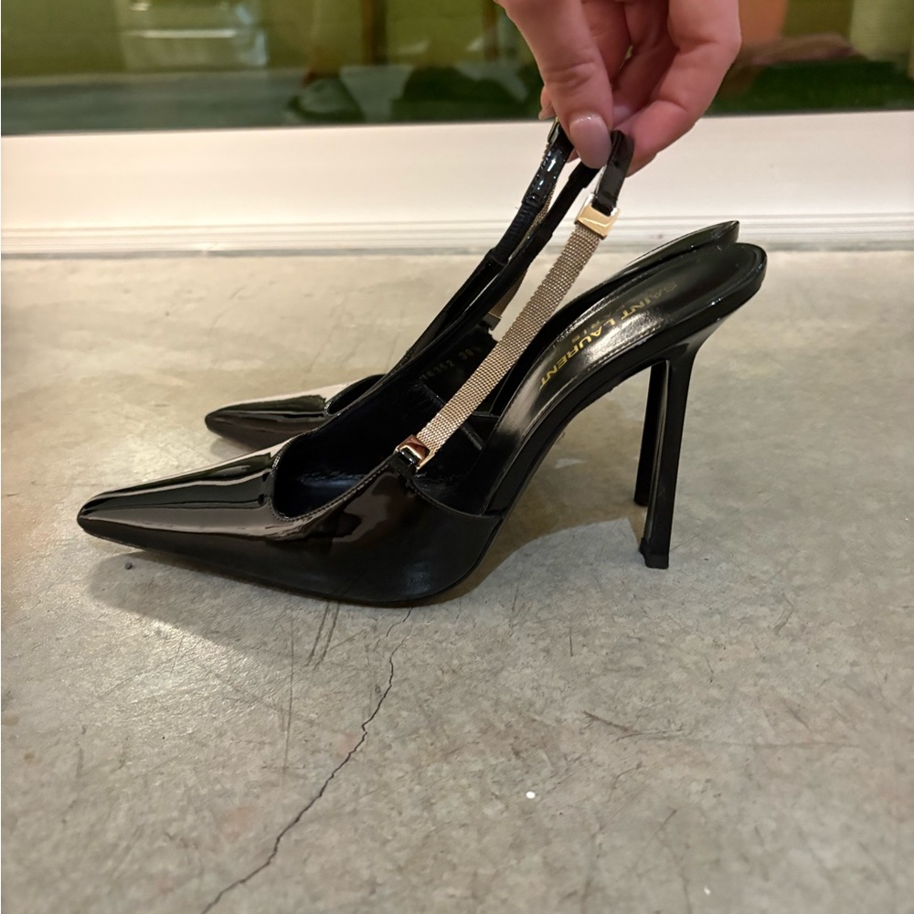 Saint Laurent Black Patent Leather Slingback Heels black 38,5 . 8,5 - Picture 4 of 13